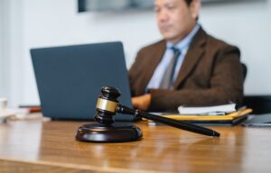 judge sitting at desk